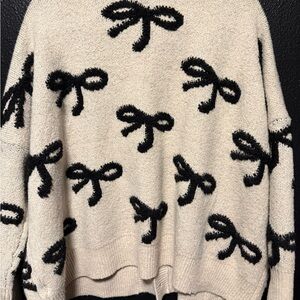 Panache Black and Cream Bow Cardigan